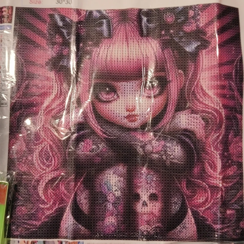 Pink and Black Goth Girl Diamond Painting Kit 30x30